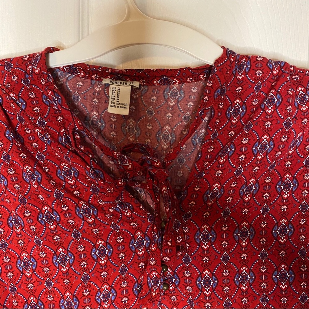 Red Patterned Blouse - image 2